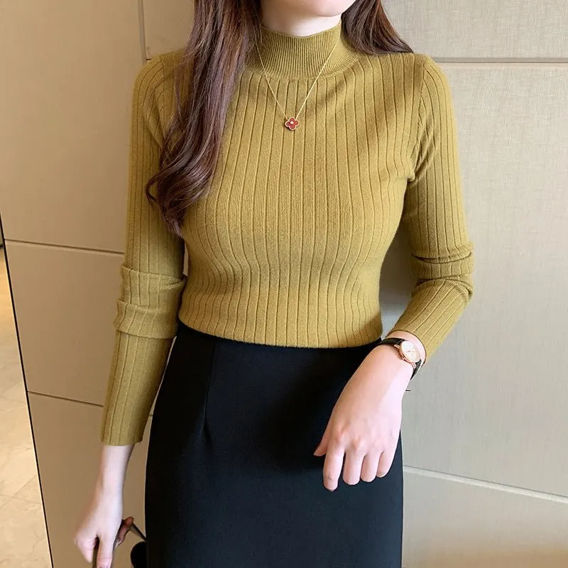 Winter knitted sweater for women half turtleneck solid color hi-neck (FD) sold by Negative product image thumbnail 5