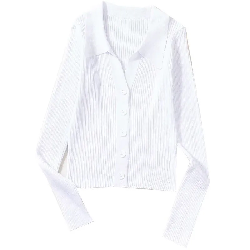 Women's Slim Commuter Cardigan Sweater – Long Sleeve Polo Collar Pullover FD sold by Negative product image thumbnail 5