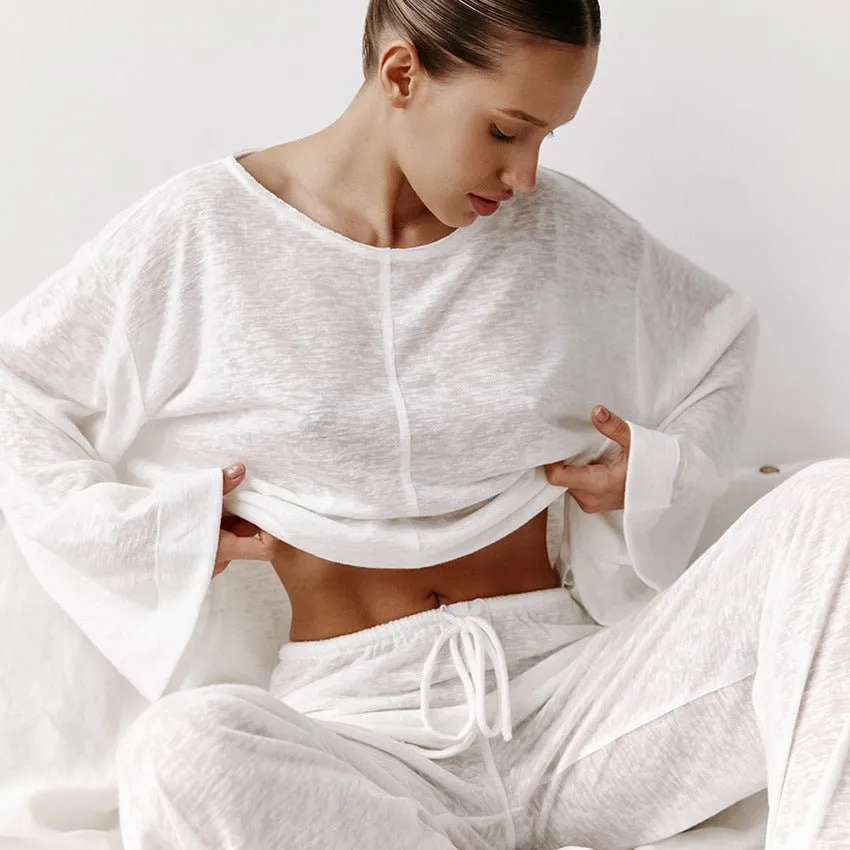 The Pure Comfort Set | Women's Knit Long-Sleeve Pajama Set sold by Negative product image thumbnail 3