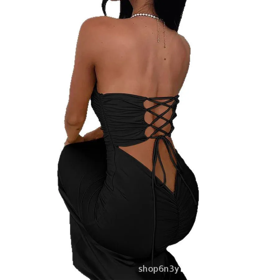 The Velvet Allure | Women's Sleeveless Low-Neck Bodycon Maxi Dress sold by Negative product image thumbnail 5