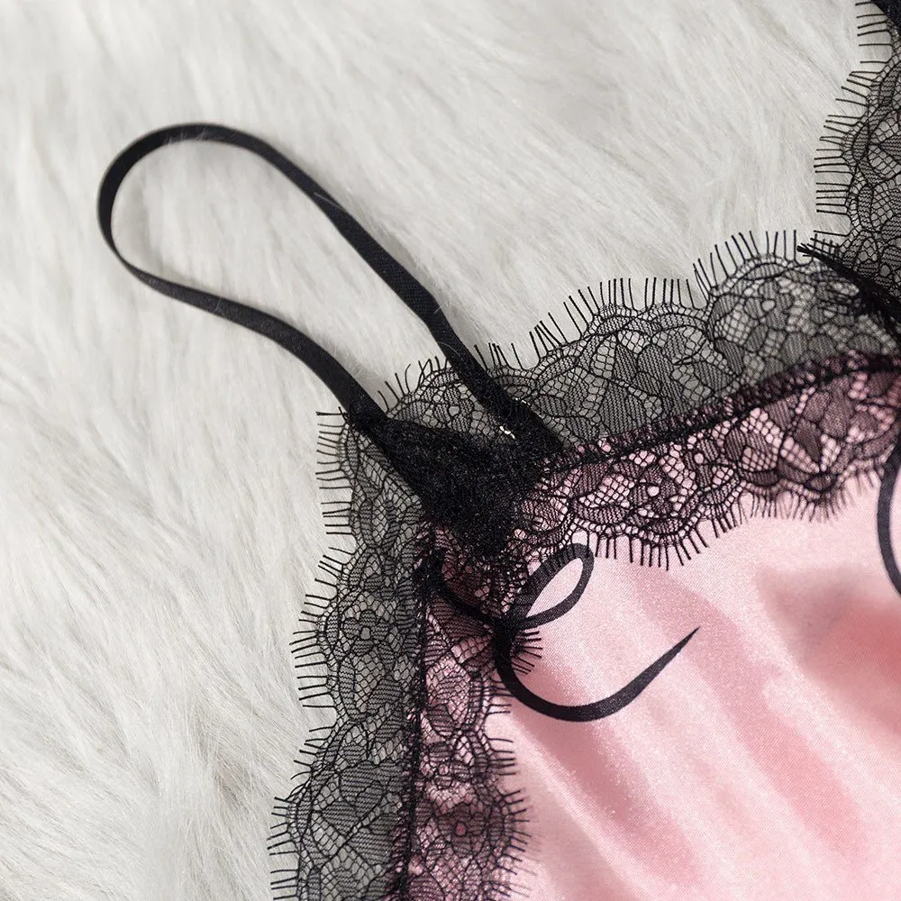 The Sweetheart Charm | Women's Ice Silk Lace Love Print Pajama Set FD sold by Negative product image thumbnail 2