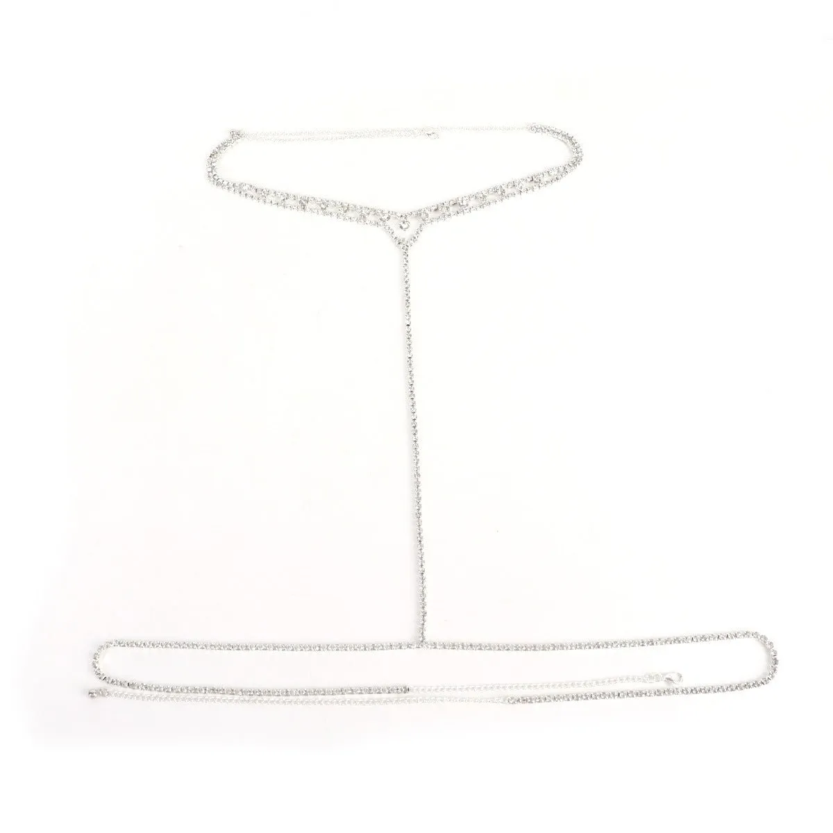 Women’s Rhinestone Body Chain Geometric Chest Jewelry – Gold & Silver Electroplated Crystal Body Necklace FD sold by Negative product image thumbnail 5