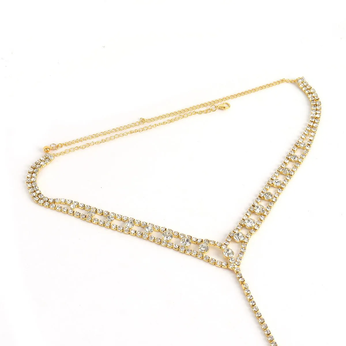 Women’s Rhinestone Body Chain Geometric Chest Jewelry – Gold & Silver Electroplated Crystal Body Necklace FD sold by Negative product image thumbnail 4