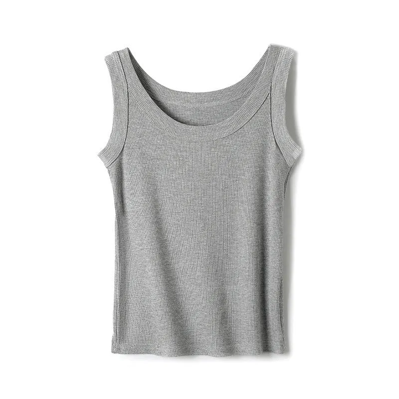 Women’s Ribbed Suspender Vest – Slim-Fit Sleeveless Knit Tank Top, Summer Elastic Base Layer Camisole FD sold by Negative product image thumbnail 5