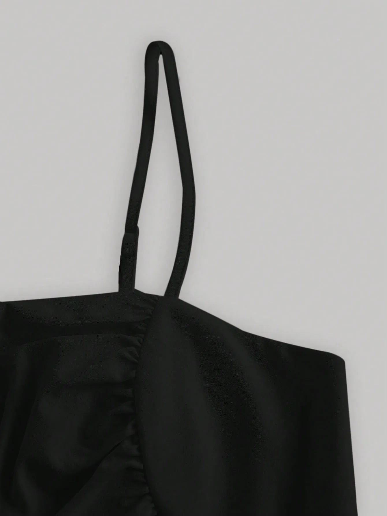 MOD Solid Ruched Cami Black Long Dress FD sold by Negative product image thumbnail 4