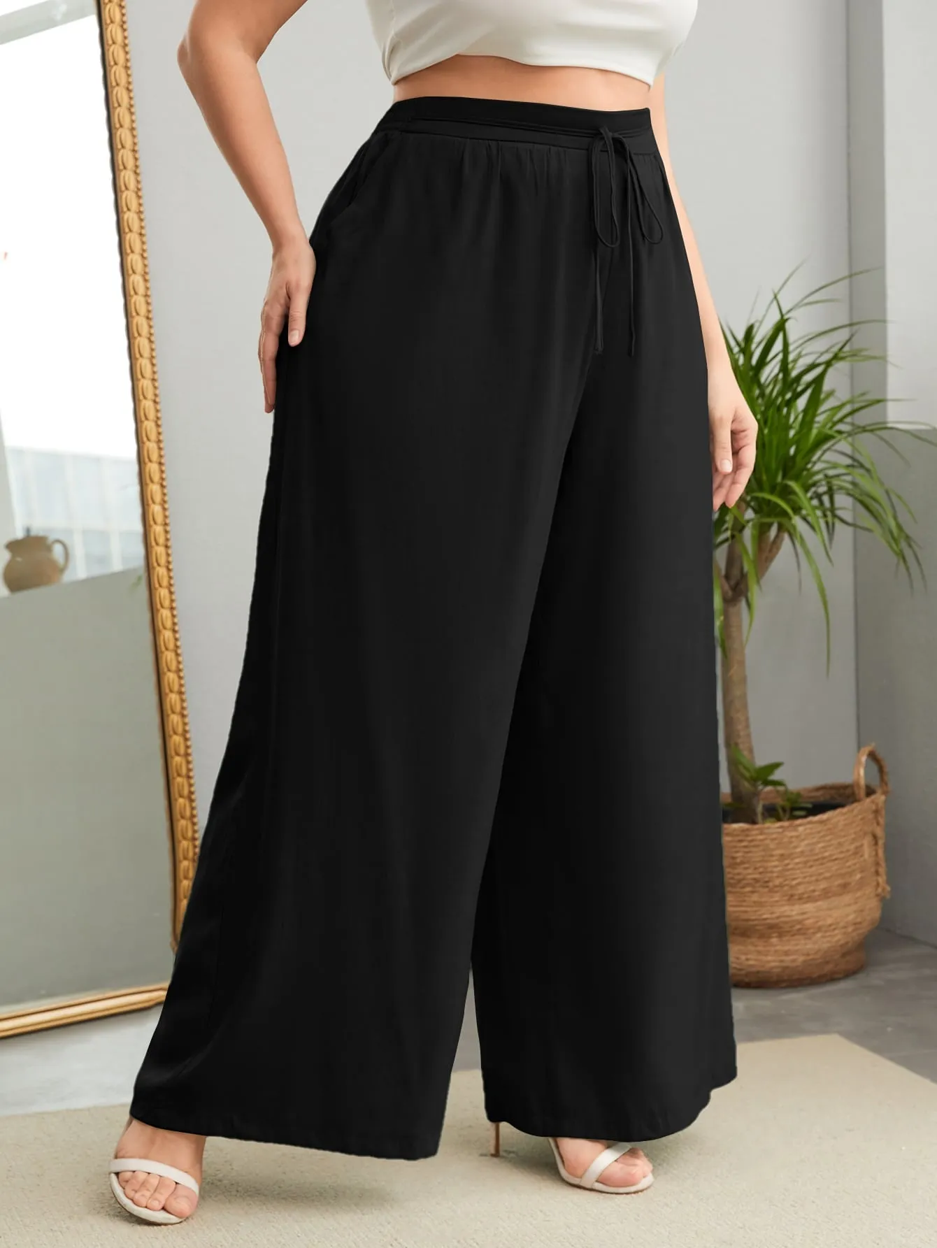 Plus Knot Front Wide Leg Pants FD sold by Negative