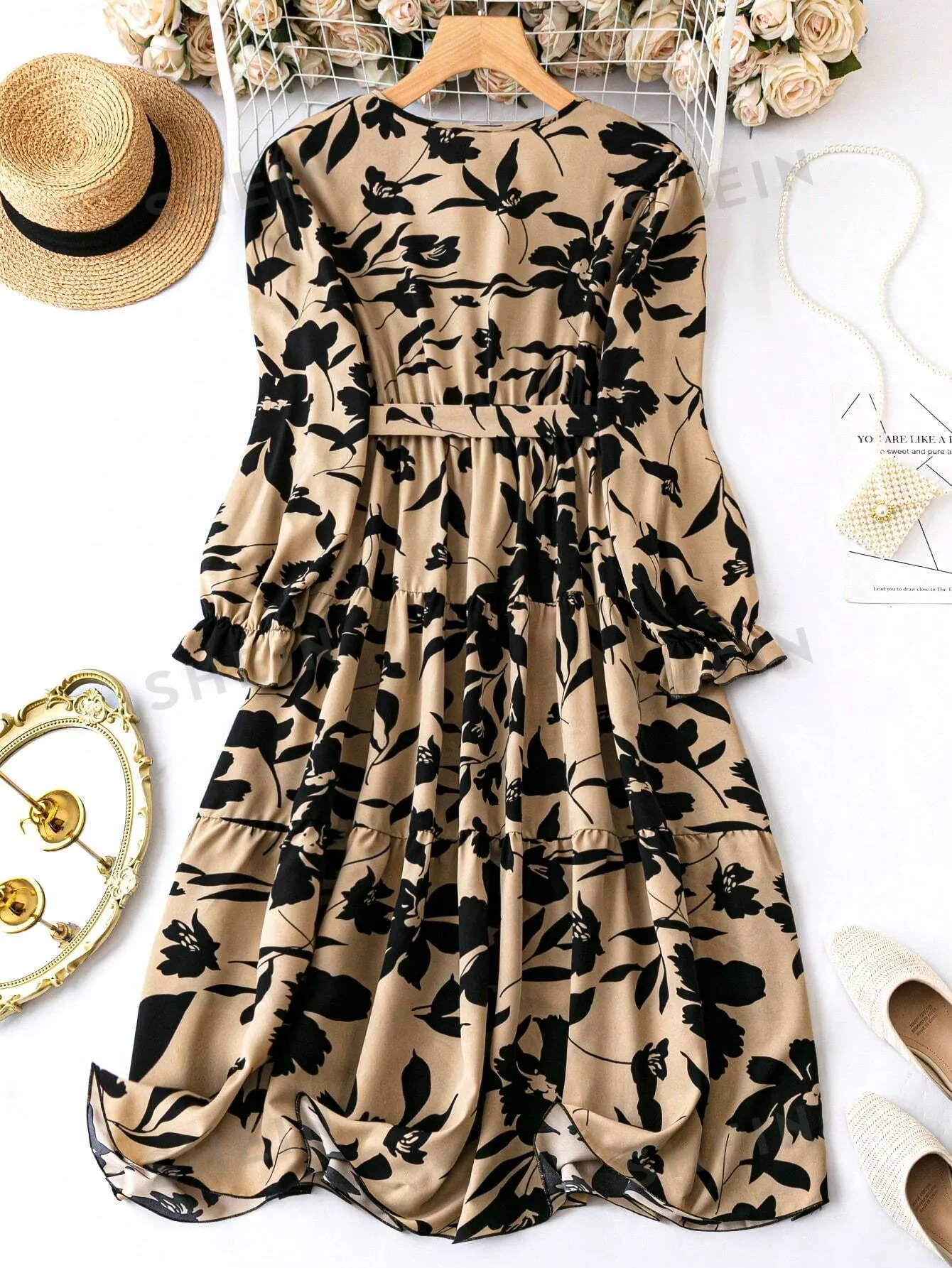 SHEIN Clasi Plus Floral Print Overlap Collar Dress FD sold by Negative product image thumbnail 3