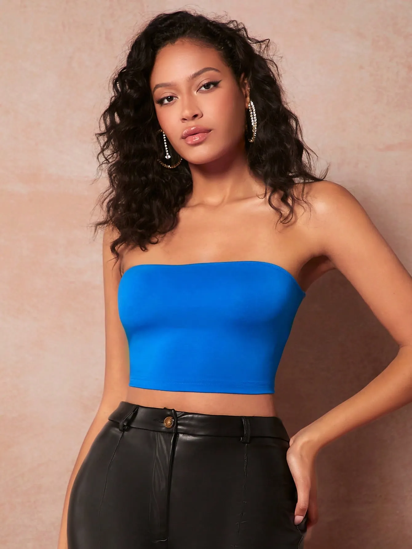 Solid Lace Up Back Crop Tube Top FD sold by Negative