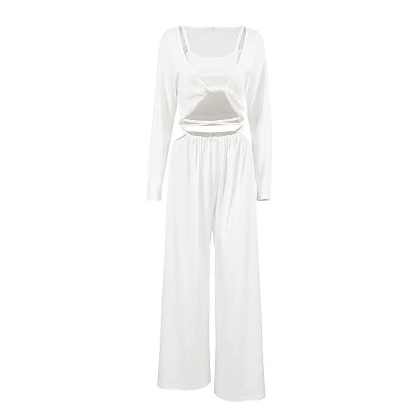 The Modal Comfort | Solid Color Long-Sleeve Three-Piece Pajama Set sold by Negative product image thumbnail 5