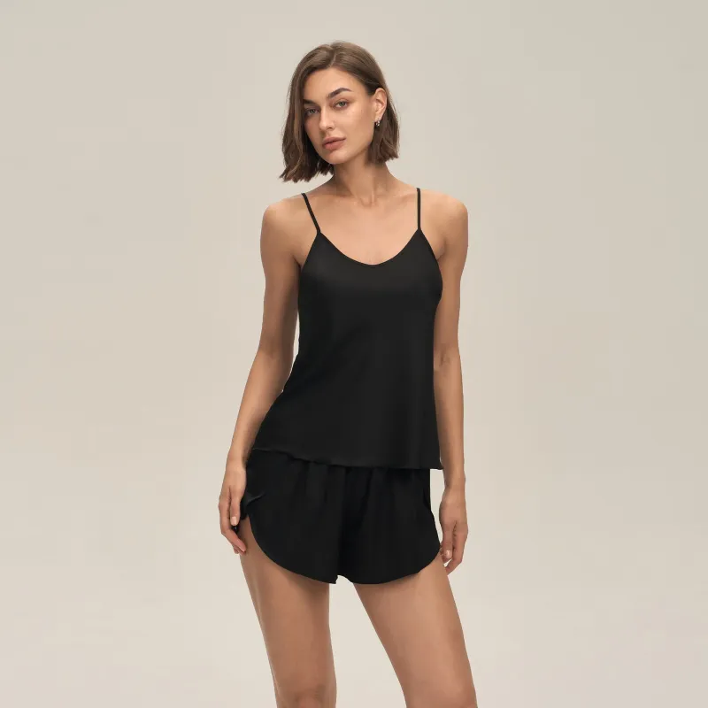 The Satin Glow | Solid Color Satin Cami & Shorts Sleep Set made by Negative