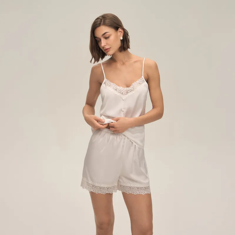 The Lace Breeze | Solid Color Lace Strap Cami & Shorts Sleep Set made by Negative