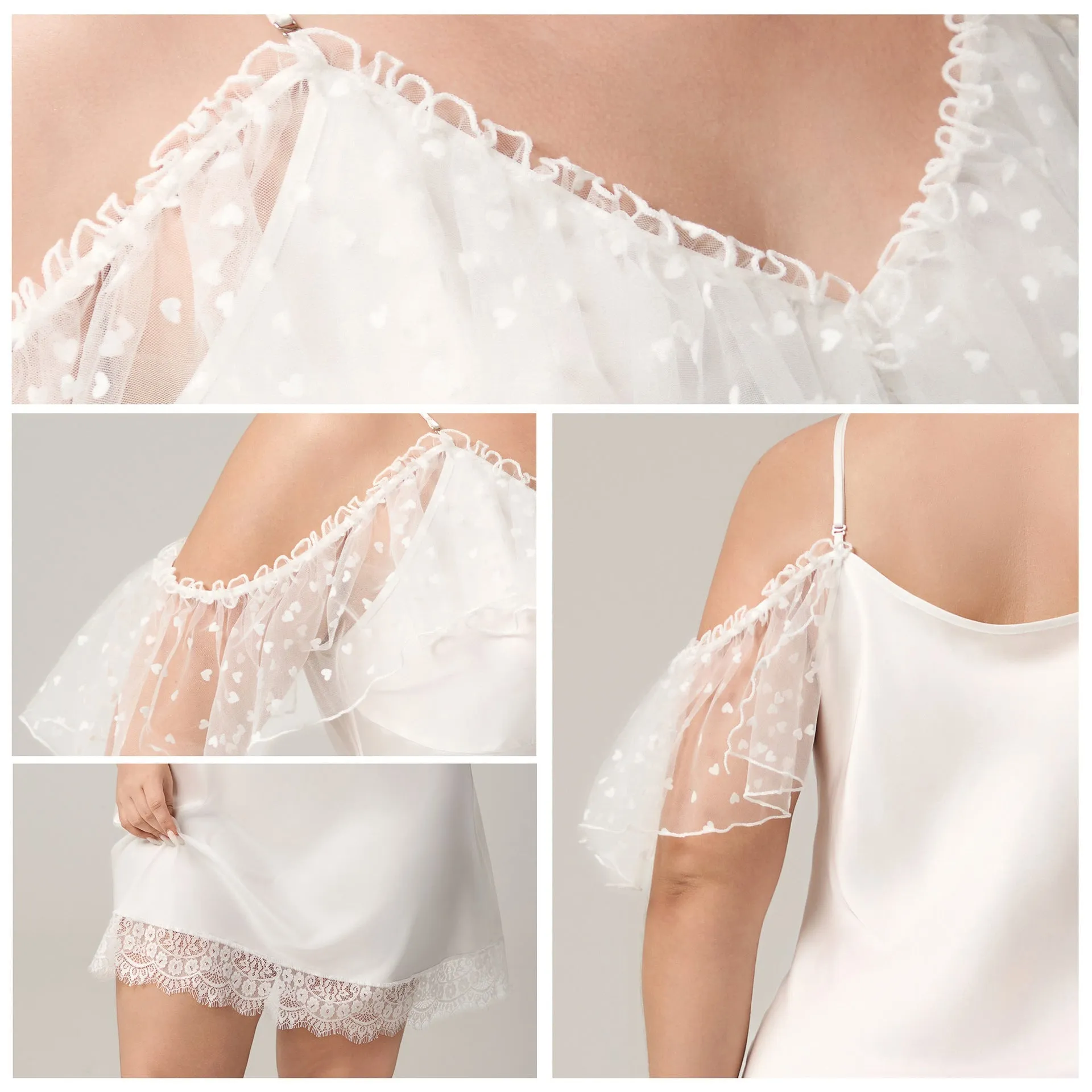 The Ice Silk Allure | White Lace Strap Mini Sleep Dress sold by Negative product image thumbnail 4