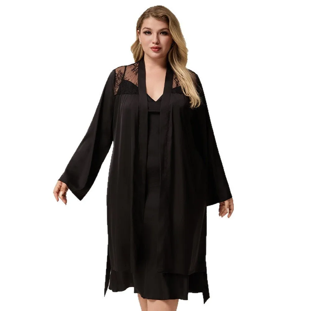 The Lace Seduction | Black Satin Lace Short Robe sold by Negative product image thumbnail 5