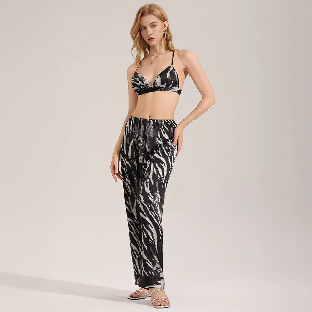 The Wild Silk | Leopard Print Satin Cami & Long Pants Sleep Set sold by Negative product image thumbnail 3