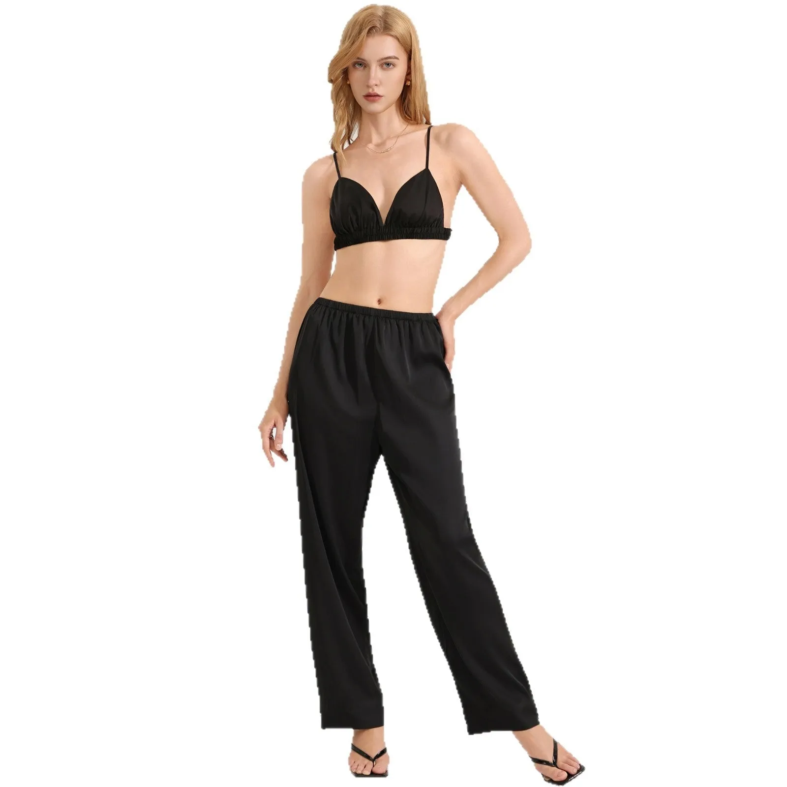 The Wild Silk | Leopard Print Satin Cami & Long Pants Sleep Set sold by Negative product image thumbnail 5