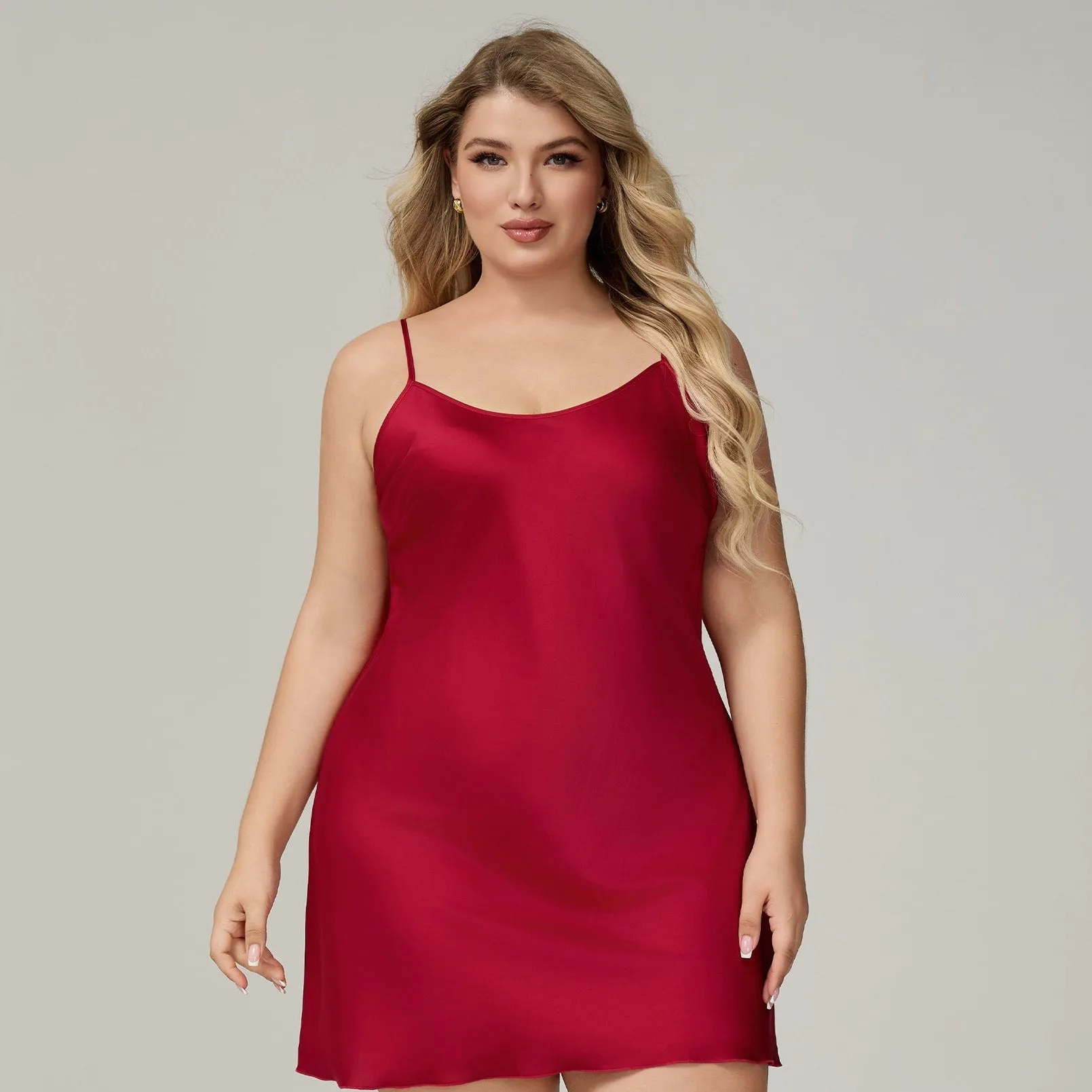 The Satin Desire | Women's Plus-Size Satin Suspender Chemise Nightdress sold by Negative