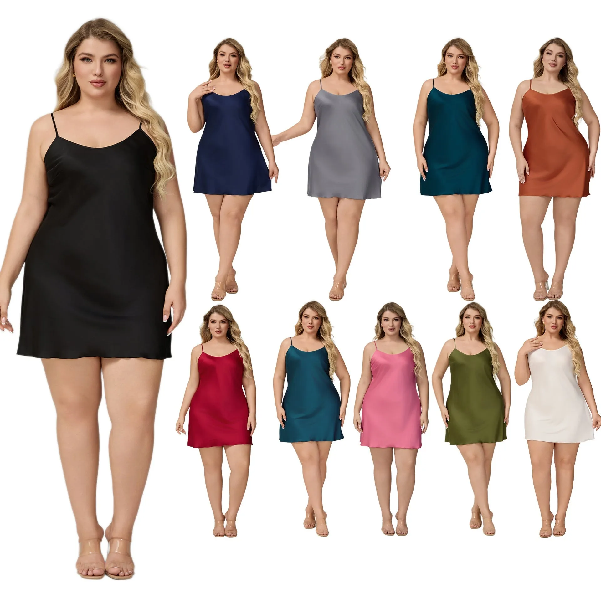 The Satin Desire | Women's Plus-Size Satin Suspender Chemise Nightdress sold by Negative product image thumbnail 3