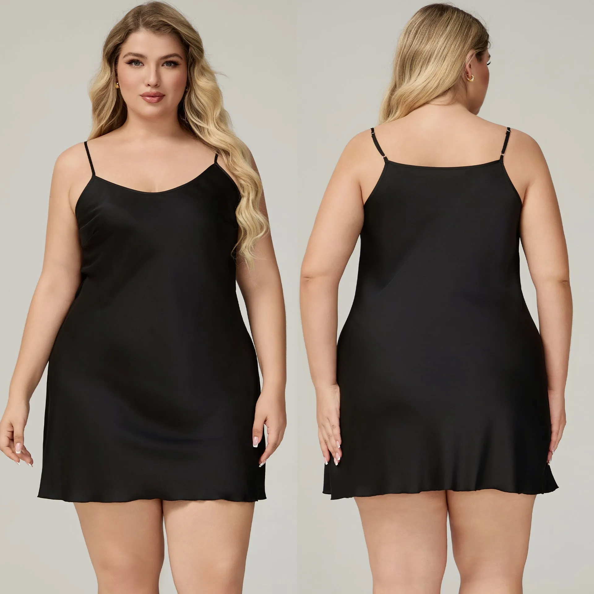 The Satin Desire | Women's Plus-Size Satin Suspender Chemise Nightdress sold by Negative product image thumbnail 4