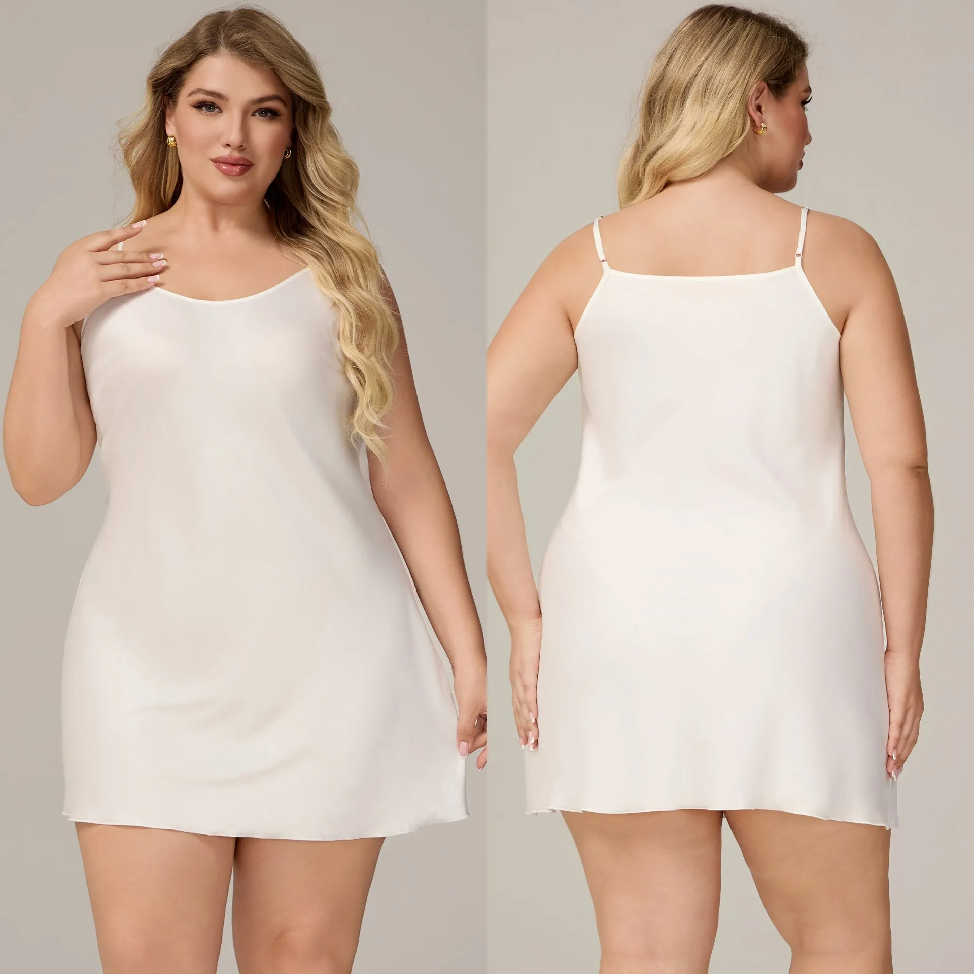 The Satin Desire | Women's Plus-Size Satin Suspender Chemise Nightdress sold by Negative product image thumbnail 5