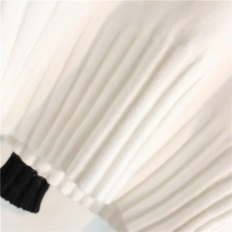 Women’s Thick High Neck Knit Sweater | Elegant Slim Fit Pullover Top – Black & White | Autumn Winter Commuter Style FD sold by Negative product image thumbnail 3