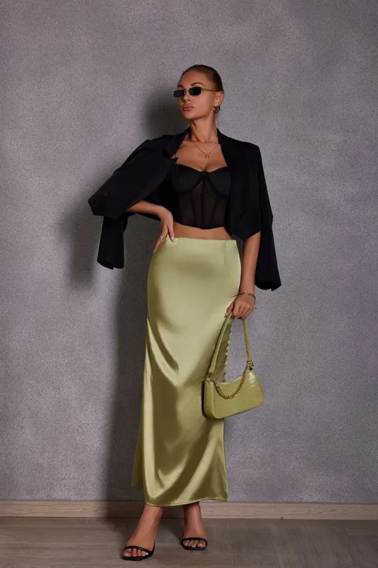 2025 Spring and Summer New Simulation Silk Skirt Fishtail Satin Hip Skirt  FD made by Negative