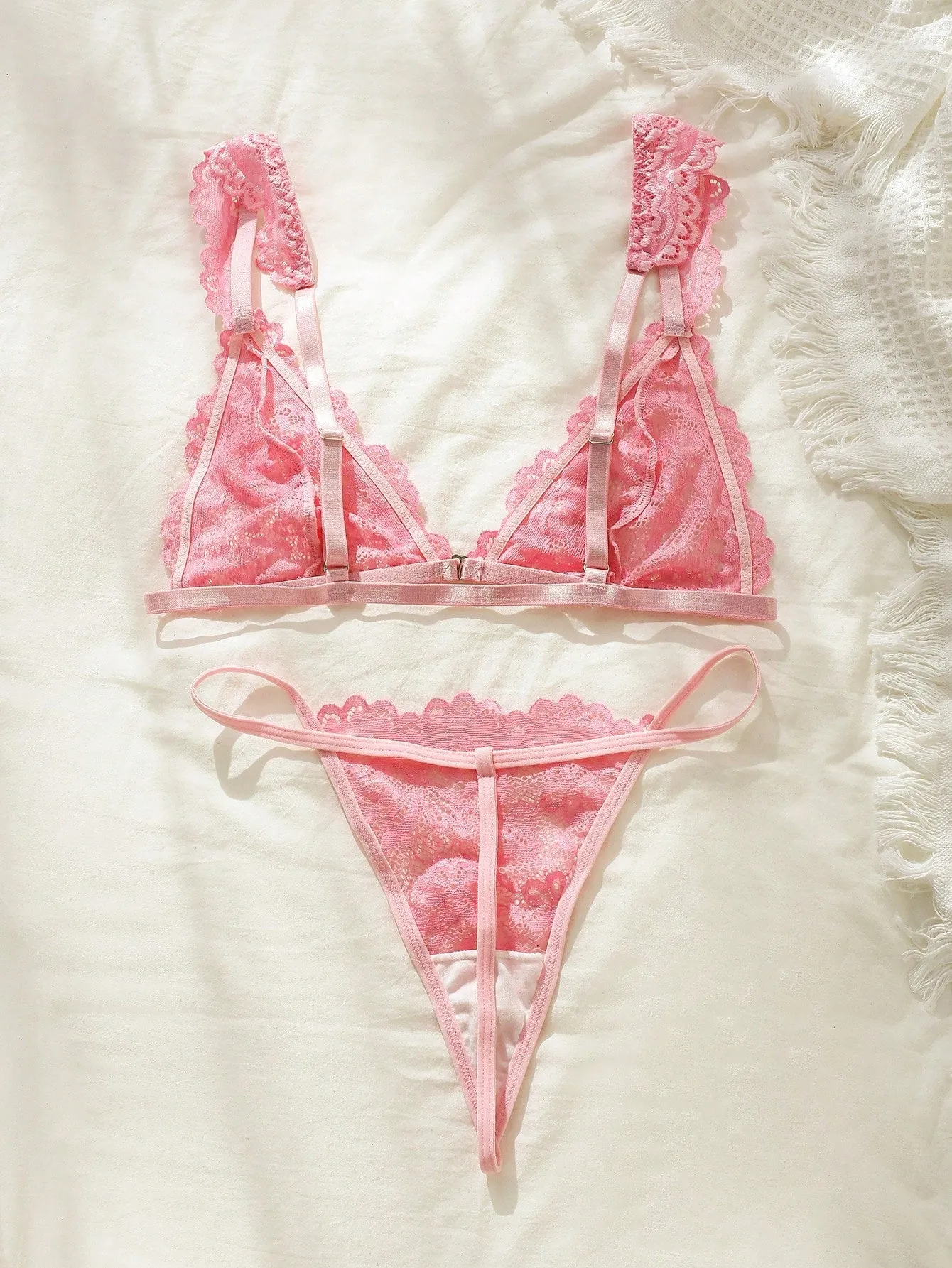 Floral Lace Scallop Trim Lingerie Set FD sold by Negative product image thumbnail 2