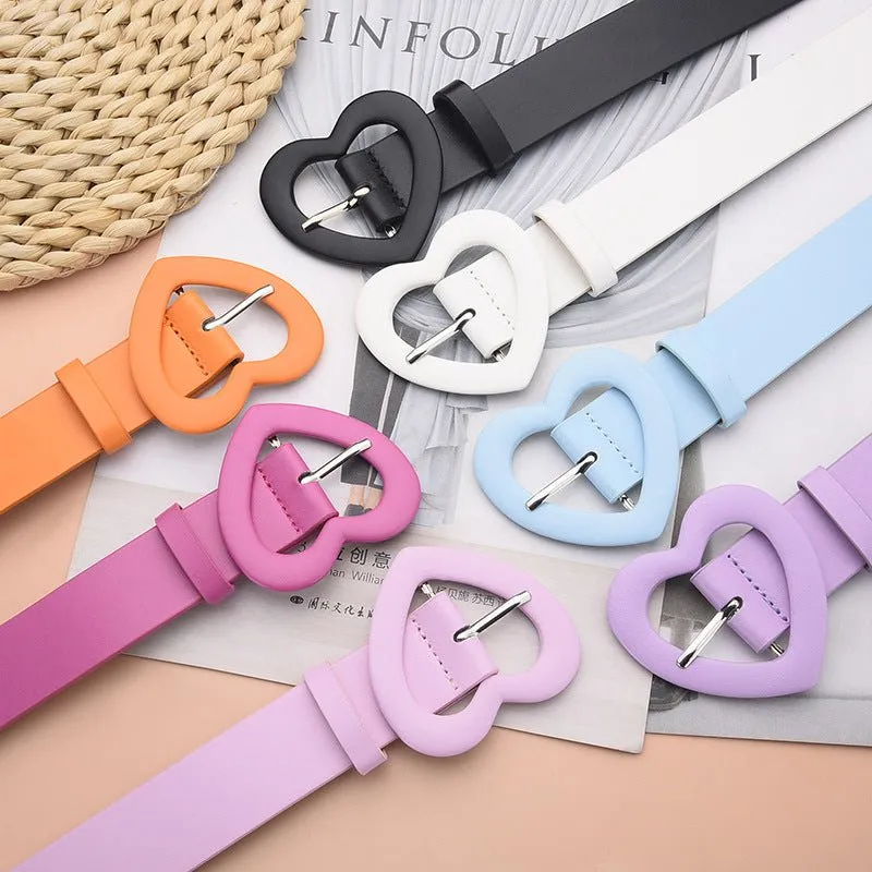 Lengthened love buckle belt for women to decorate dress, new summer style, versatile and fashionable, Korean peach heart ins style belt FD made by Negative