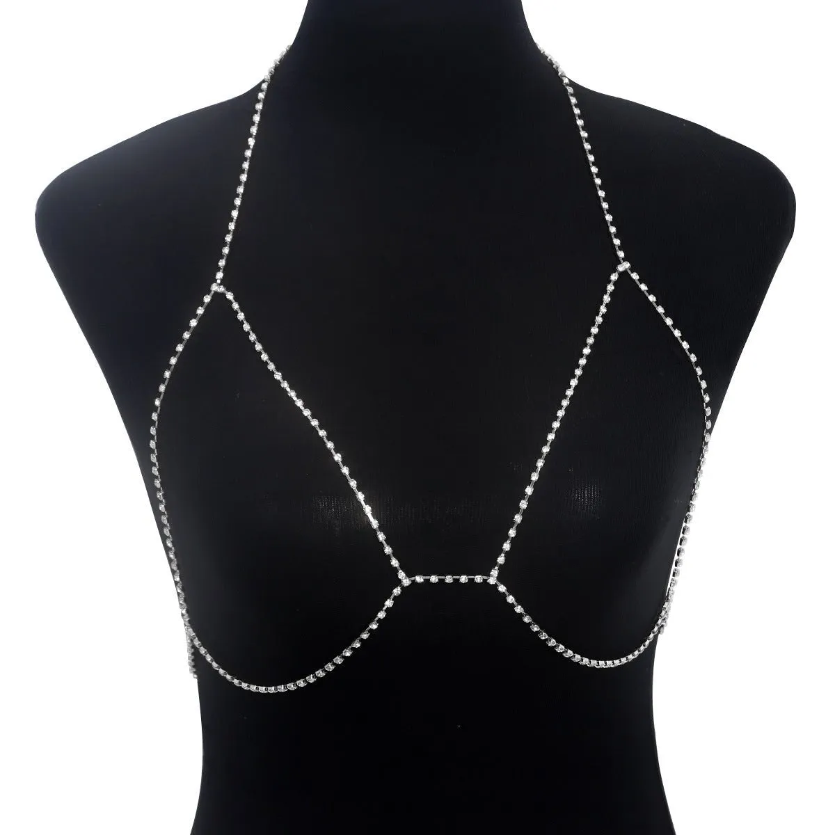 Rhinestone chain chest chain super flash sxy rhinestone halter neck body chain FD sold by Negative product image thumbnail 2