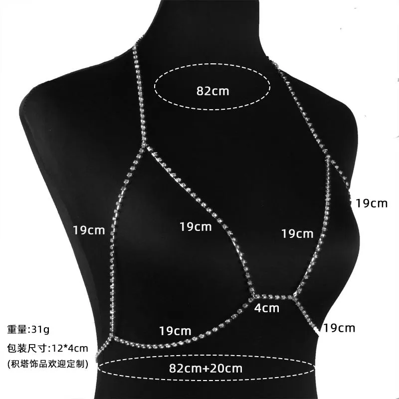 Rhinestone chain chest chain super flash sxy rhinestone halter neck body chain FD sold by Negative product image thumbnail 5