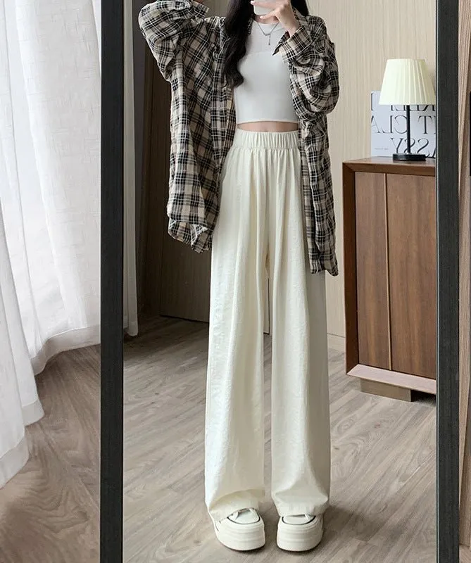 High waist loose casual slim straight mopping drape wide leg pants FD made by Negative