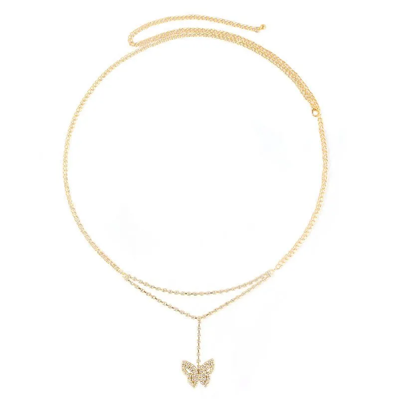 Body chain new simple fashion beach high-grade rhinestone butterfly waist jewelry FD sold by Negative product image thumbnail 5