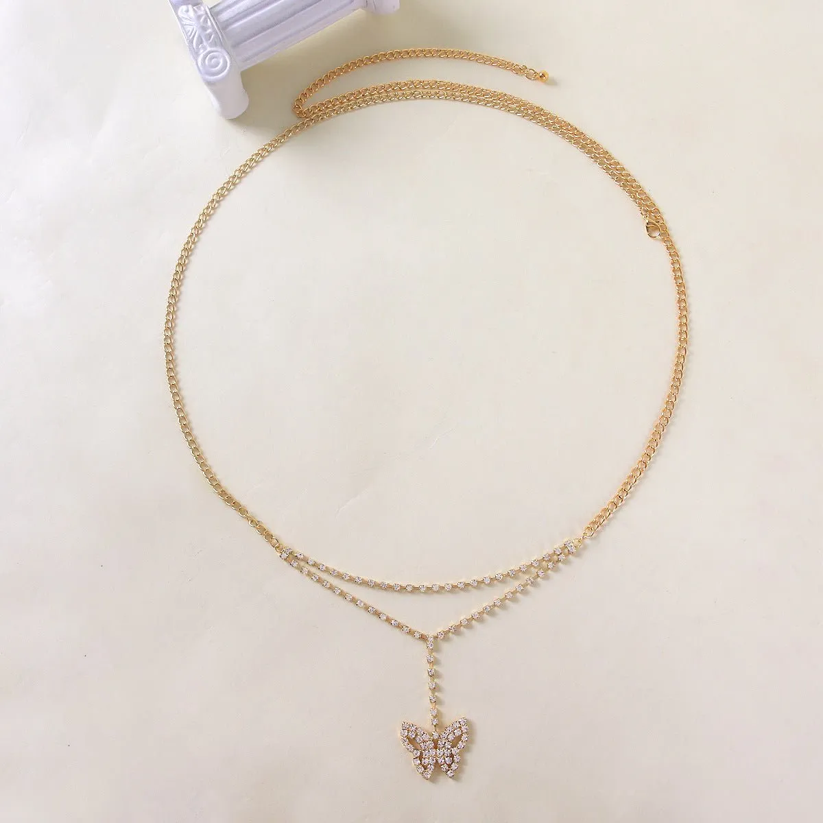 Body chain new simple fashion beach high-grade rhinestone butterfly waist jewelry FD sold by Negative product image thumbnail 4