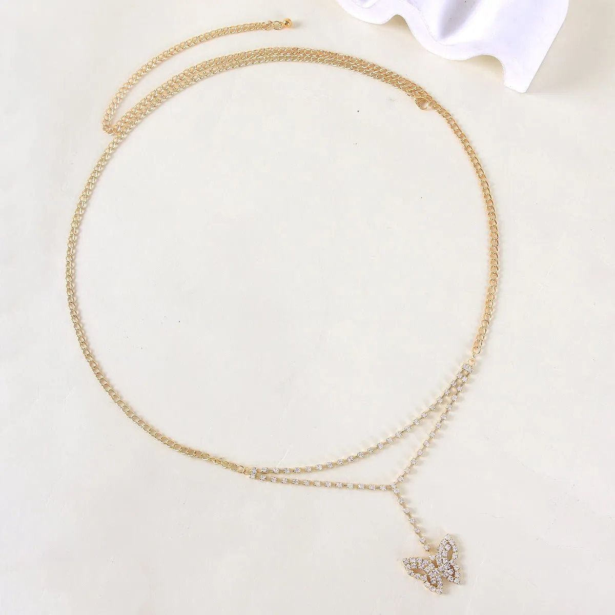 Body chain new simple fashion beach high-grade rhinestone butterfly waist jewelry FD sold by Negative product image thumbnail 2