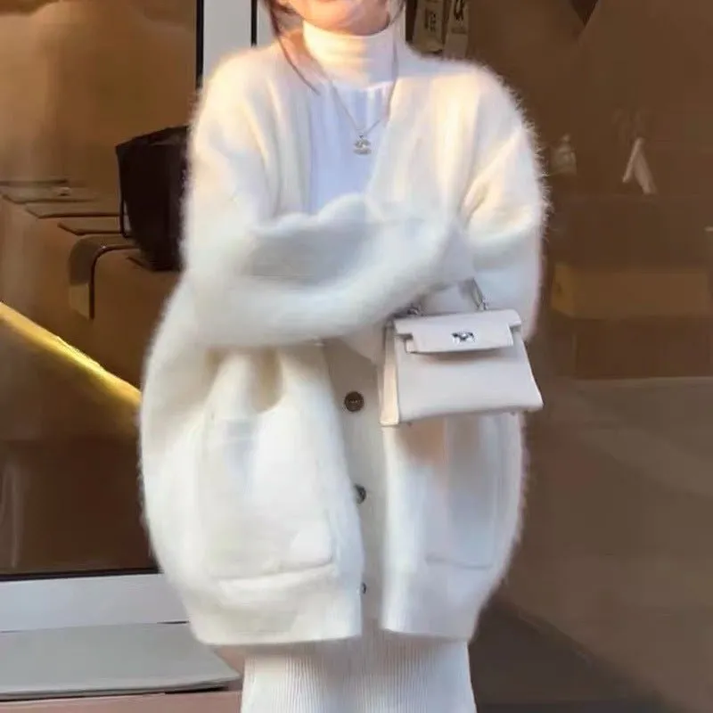 Korean soft waxy sweater knitted cardigan made by Negative