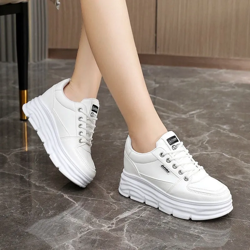 The Clean Elevation | Women's White Heightened Thick-Bottom Sneakers FD sold by Negative product image thumbnail 2
