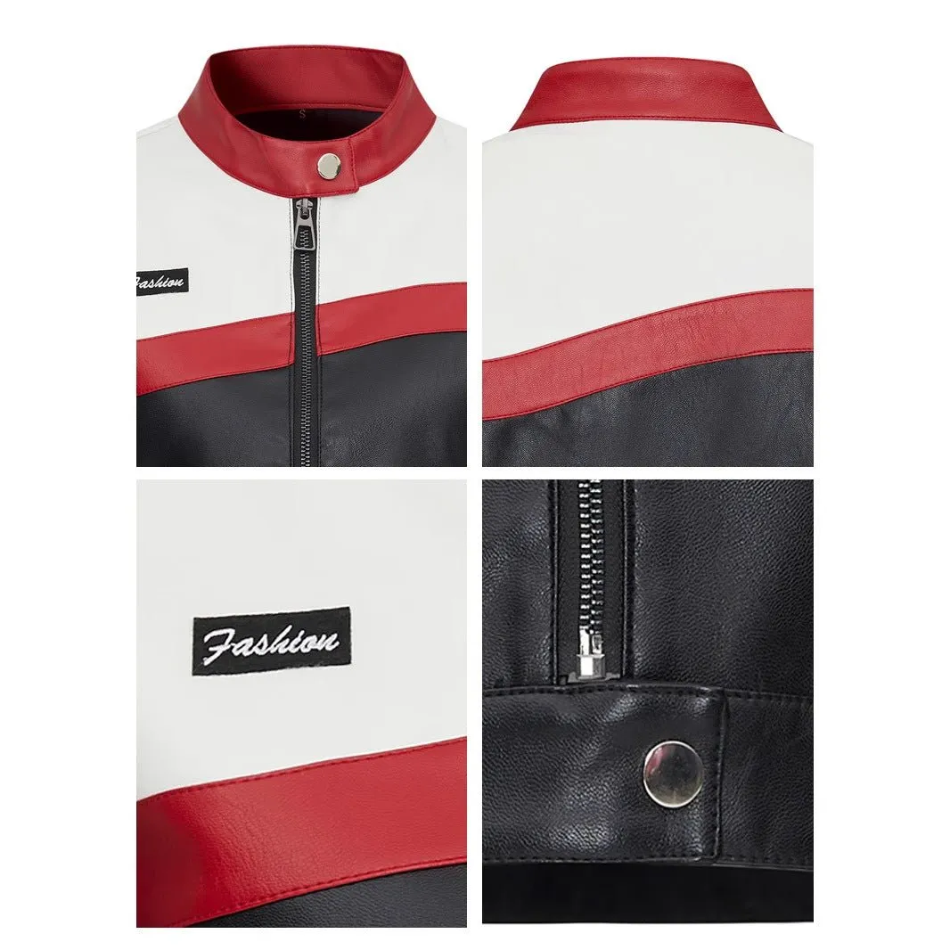 The Rebel Flame | Women's Short Red PU Leather Moto Jacket sold by Negative product image thumbnail 4