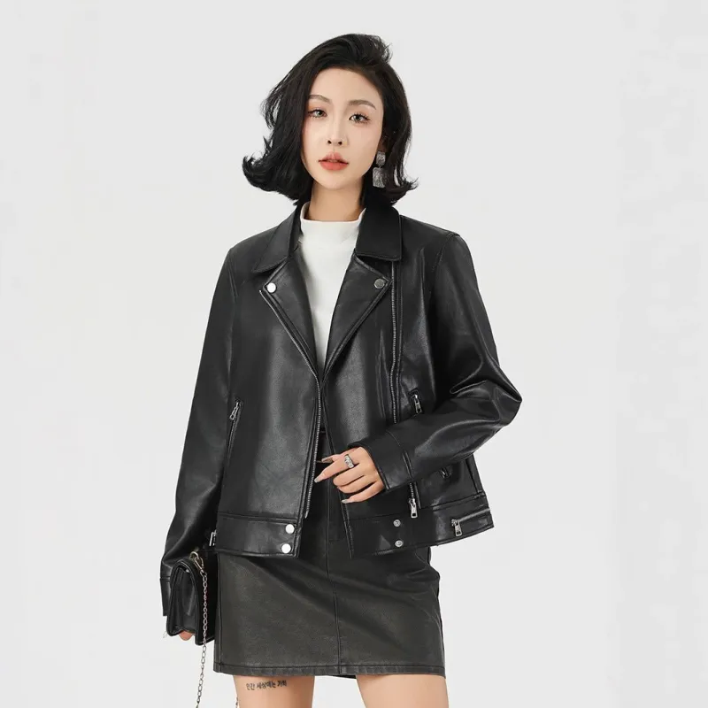 The Timeless Edge | Women's Slim Fit PU Leather Jacket made by Negative