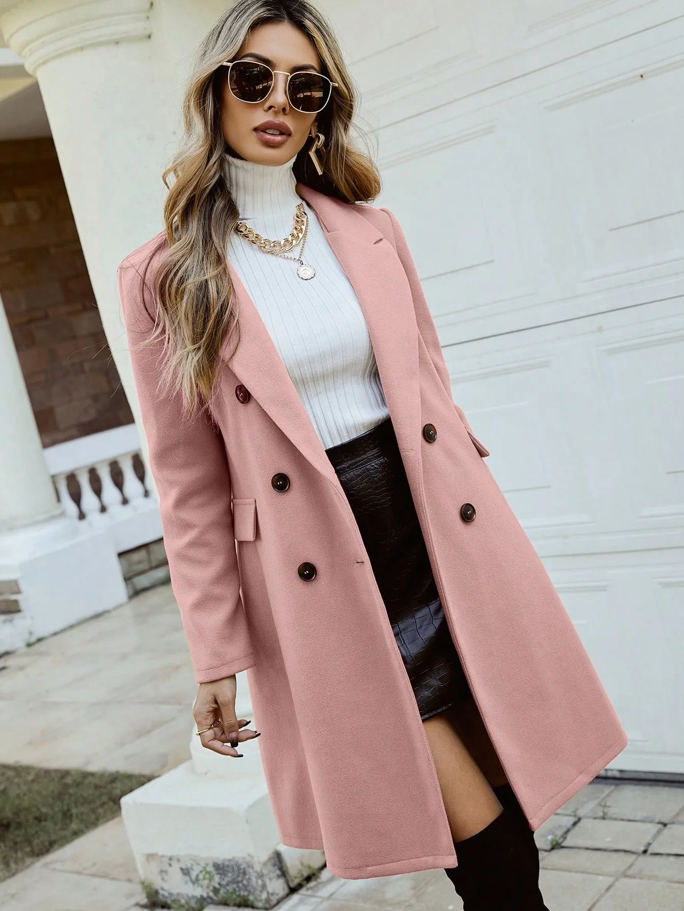 Frenchy Double Breasted Lapel Collar Overcoat sold by Negative product image thumbnail 2
