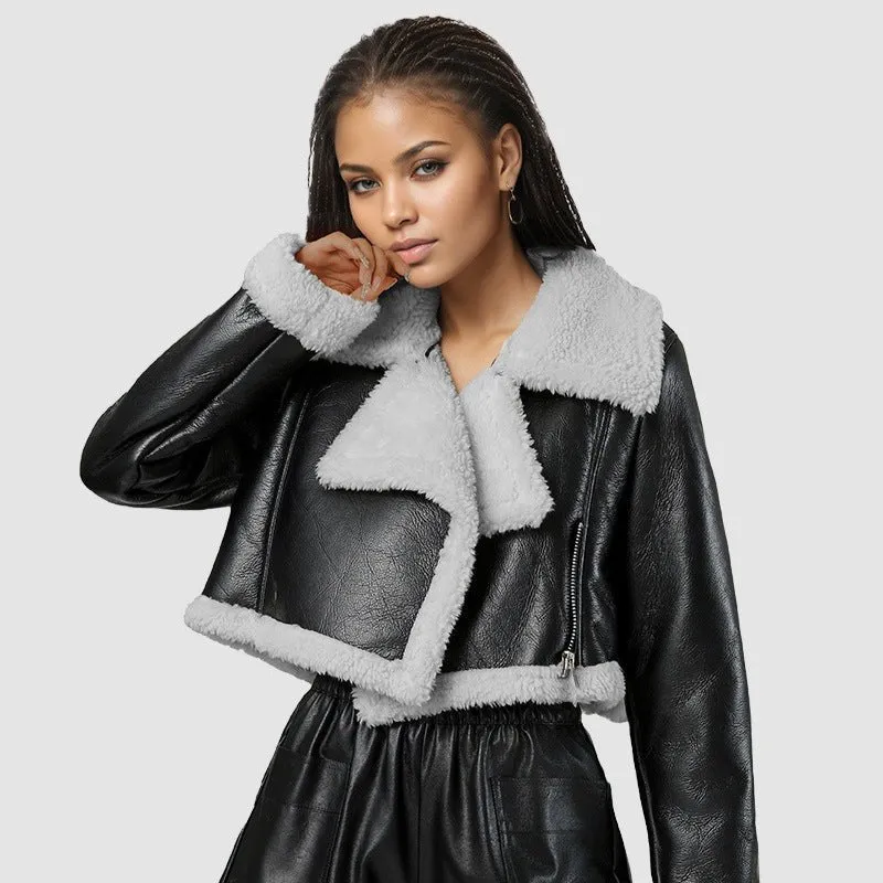 Grey Glow | Women's Faux Leather Street Hipster Jacket sold by Negative product image thumbnail 3