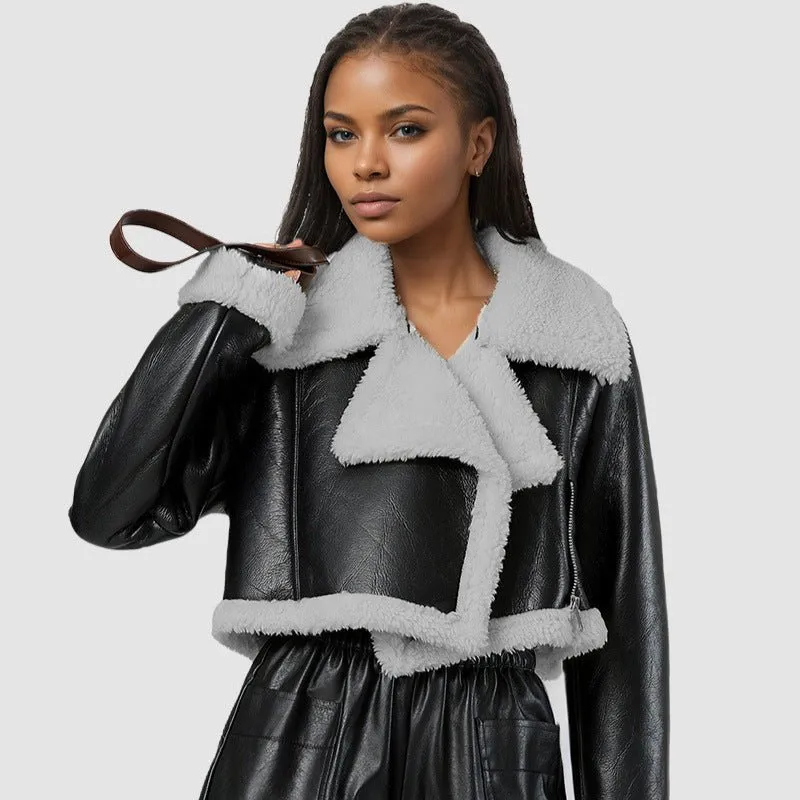 Grey Glow | Women's Faux Leather Street Hipster Jacket sold by Negative product image thumbnail 2