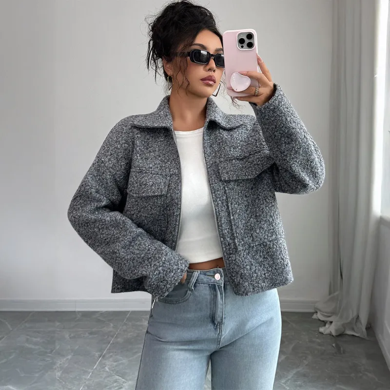 The Modern Muse | Women's Slim Fit Lapel Zipper Blazer Jacket sold by Negative