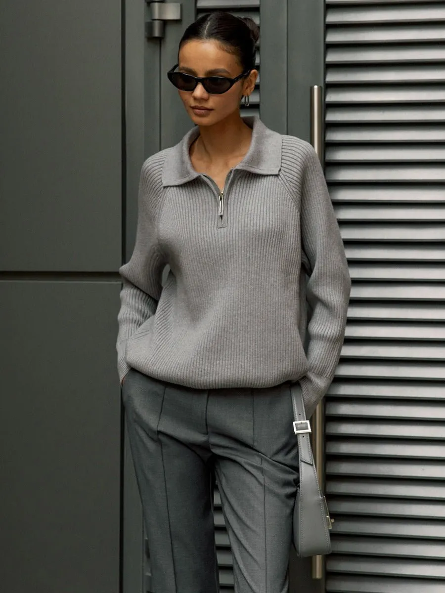The Lazy Polo | Solid Color Polo Collar Knitted Hooded Pullover Sweater sold by Negative product image thumbnail 3