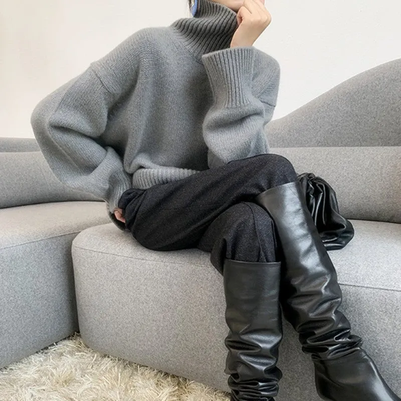 The Timeless Cozy | Women's Turtleneck Loose Knit Sweater sold by Negative