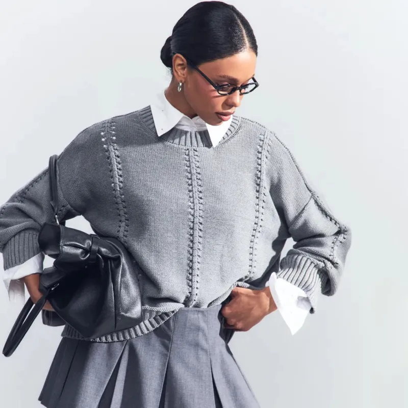 The Refined Hollow | Women's Cashmere Blend Crew Neck Knit Jumper made by Negative