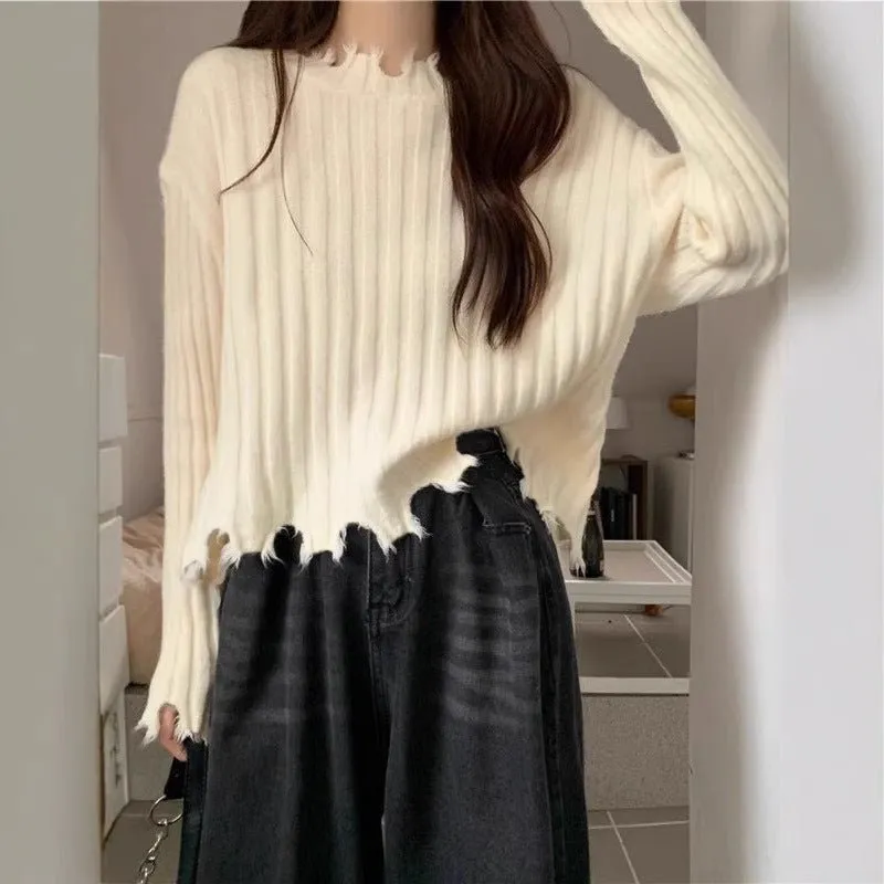 Women's Sweet Pullover Sweater – Slim Fit Lace Collar Long Sleeve sold by Negative