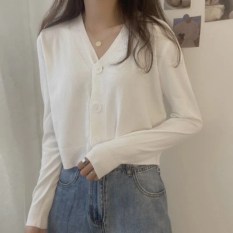 Women’s Loose-Fit V-Neck Cardigan – Elegant Commuter Style, Autumn 2025 sold by Negative product image thumbnail 4