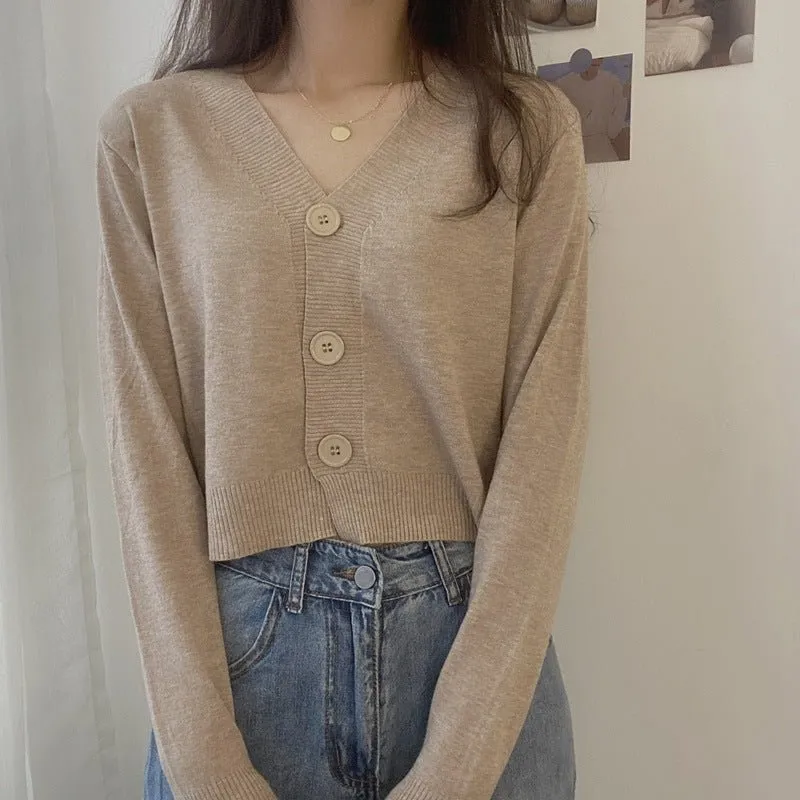 Women’s Loose-Fit V-Neck Cardigan – Elegant Commuter Style, Autumn 2025 sold by Negative product image thumbnail 5