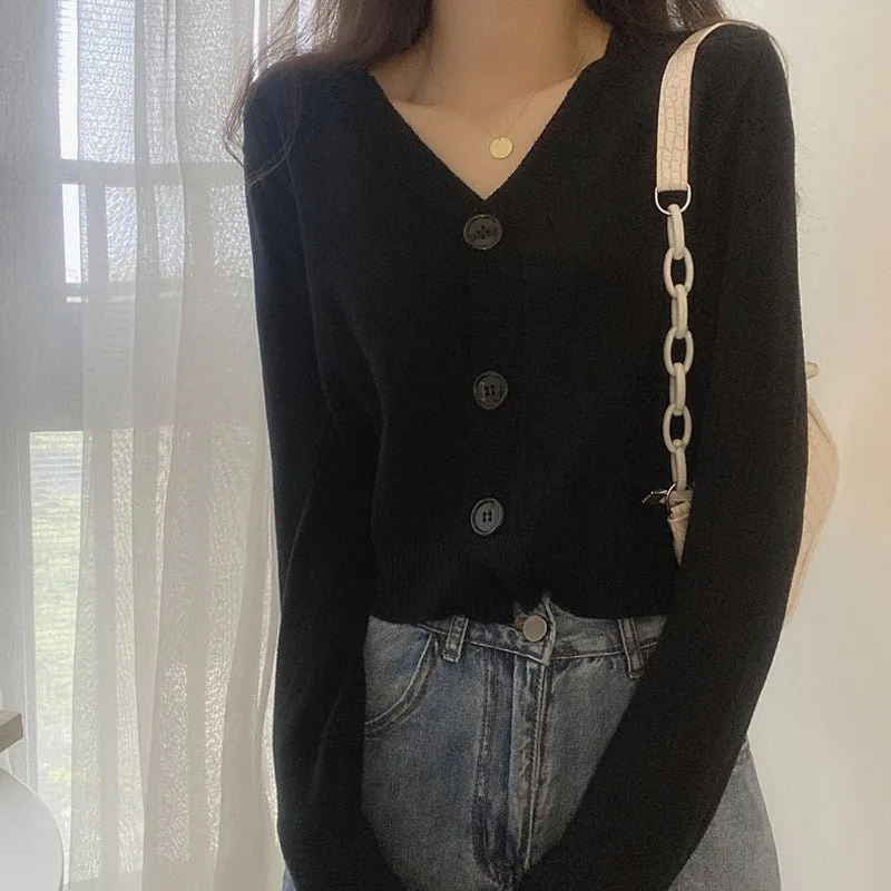 Women’s Loose-Fit V-Neck Cardigan – Elegant Commuter Style, Autumn 2025 sold by Negative product image thumbnail 2