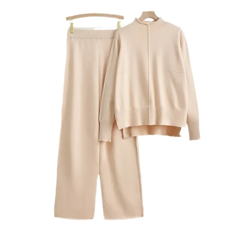 The Cozy Harmony | Women's Knitted Long-Sleeve Wide-Leg Pants Set sold by Negative product image thumbnail 4