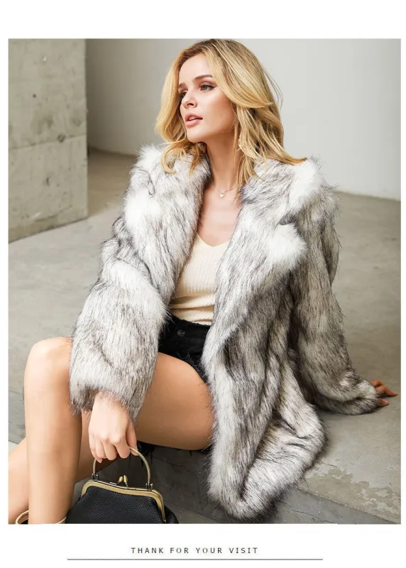 The Urban Luxe | Women's Medium-Length Faux Fur Suit Jacket made by Negative